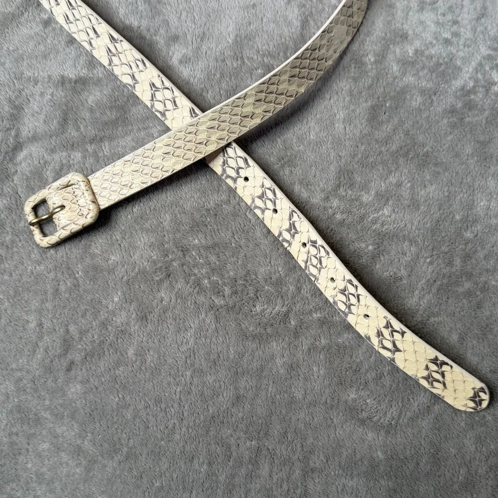J.Crew Textured Skinny Leather Belt Women M Snakeskin Animal Print Office Preppy